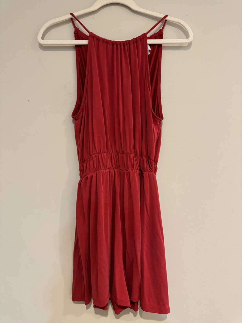 Red Sleeveless Elastic Waist romper
